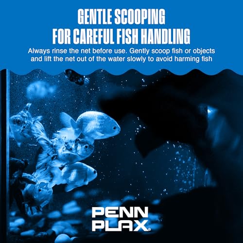 Penn-Plax Quick-Net Aquarium Fish Net - Fine Mesh, Vinyl-Covered Braided Handle - Small Aquarium Cleaning Tool for Gentle Fish Handling - Use in Freshwater & Saltwater Tanks - color: Blue, size: 5" Net - 16" Handle