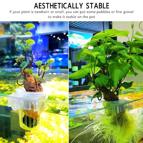 2 Pcs ABS Transparent Fish Tank Planter Cups Adjustable Hanging Holder Aquarium Fish Tank Landscaping Decorations Plant Pots