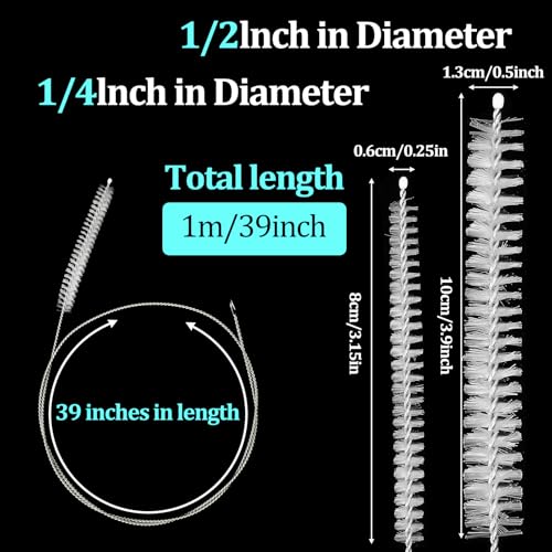 Ymapinc 4pcs 39.4 Inches Straw Cleaner Brush Extra Long, Extra Long Pipe Cleaners for Cleaning Straw, Tube, Pipe, Hose, Refrigerator Drain, Laboratory Catheter Brush, White