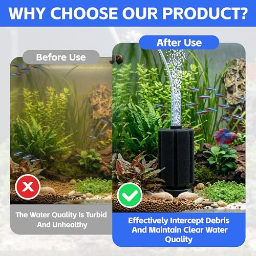 Aquarium Sponge Filter Fish Tank Filters for Fish Tank up to 20 Gallon 3-Pack