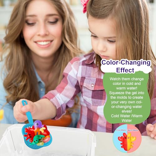 Kiditos Magic Water Elf Toy Kit for Kids, Color-Changing Magic Water Pets Craft Kit with 8 Color-Changing Gels, 10 Molds, Star Bottle, DIY Sensory STEM Gift for Girls Boys Ages 3+