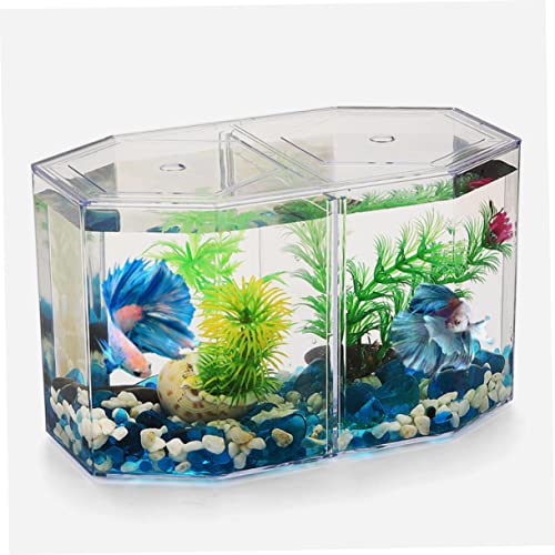 POPETPOP Transparent Betta Fish Isolation Box Professional Aquarium Breeding Tank for Fish Double Space Structure for Breeding and Isolation Home Aquariums