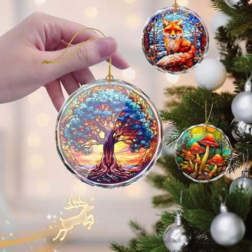Tree of Life Stained Glass Christmas Ornament, Christmas Tree Decoration, Gift for Holidays - color: Tree of Life