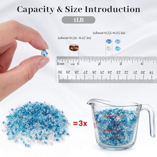 DomeStar 4200PCS Fake Ice Rocks, Mini Fake Clear and Blue Acrylic Crushed Ice Rocks for DIY Craft Wedding Vase Fillers（0.33" x 0.23"） - color: Clear and Blue