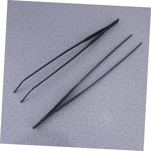 BESPORTBLE 2pcs Stainless Steel Aquatic Plant Tweezers Black Curved and Straight Tongs for Fish Tank Plants Resistant Tools for Easy Planting and Maintenance