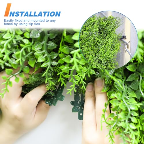 TANG 20"x20"-1PC Artificial Greenery Boxwood Panels Grass Wall Panel, Faux Privacy Fence Ivy Screens Backdrop Fake Hedge for Indoor Outdoor Wedding Décor, Fern with Backing - color: Fern With Backing, size: 20"x20"