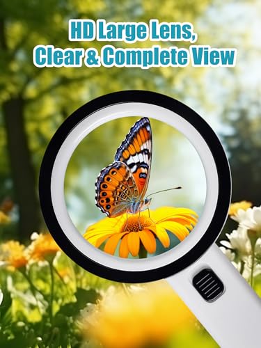 Magnifying Glass with Light - 30X Handheld Magnifying Glasses, 13LED Light, Illuminated Reading Magnifier for Seniors, Lighted Magnifier with UV Inspection