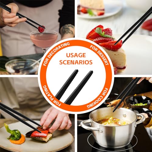 Tifanso Kitchen Tongs for Cooking - 2PCS 12" Stainless Steel Cooking Tongs Tweezers, Metal Fine Kitchen Utensils with Precision Serrated Tips, Professional Chef Tweezers for Serving, BBQ, Pasta, Salad