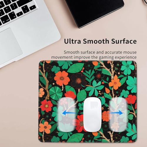 Red and Green Floral Gaming Mouse Pad Anti-Slip Rubber Base Laptop Mouse Mat for Home Computer Mousepad 8.3 X 10.3 in - color: Red And Green Floral, size: 10.3L x 8.3W inches