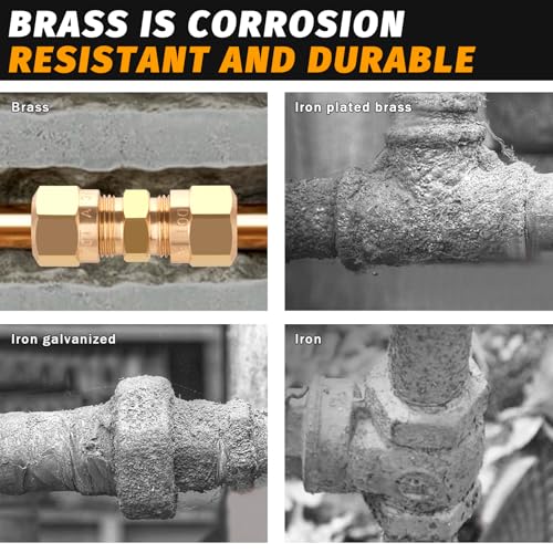 D.O.T Brass Compression Straight Union Fittings, 3/8" Air Compression Union for Nylon Tubings (Pack 4) - color: Redesigned Air Brake Fitting, size: 3/8" Od