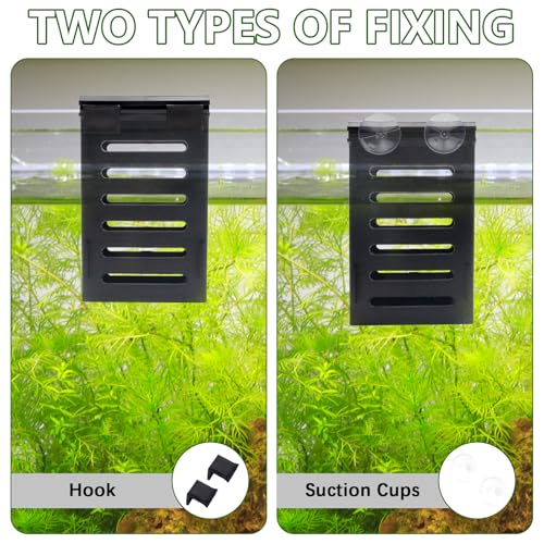 Aquarium Plant Holder Set, 8 Plastic Pots with 48 Hooks and 32 Suction Cups, for Live Plants and Fish Tank Decorations