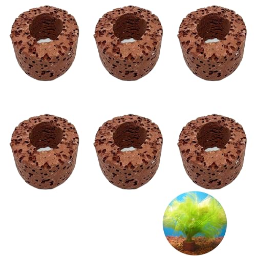6 Pcs Aquatic Water Plant Fixed Rings, Aquarium Landscape Ceramic Pottery Plant Pot Gravity Ring for Fish Tank Accessories (Medium Sized) - size: Medium