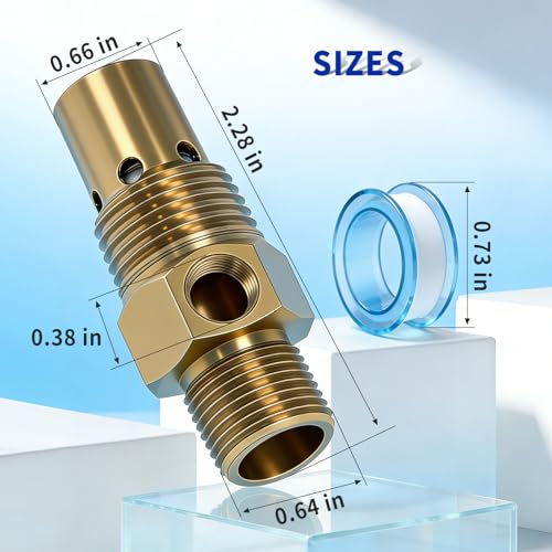 CV221513AV Air Compressor Check Valve Compatible with Campbell Hausfeld 1/2-inch NPT Male Threaded Air Tank x 3/8-inch Compressed Air Hose 1/8-inch NPT Unloader Replace One-way
