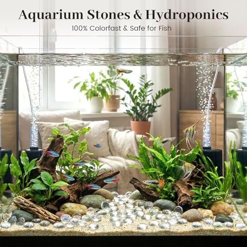 FUTUREPLUSX 1LB Clear Flat Glass Marbles, Vase Filler Glass Pebbles Floral Beads Table Aquarium Gravel Decoration DIY Craft - color: Clear-1