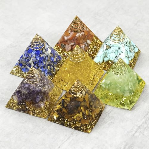 1.57inches Mini Natural Crystal Pyramid Energy Generator Quartz Amethyst Chakra Crystal Pyramid Meditation Tool Home Decoration Ornaments Gifts (Colour Mixture 1.57 inch 7pcs) - color: Colour Mixture 1.57 Inch 7pcs