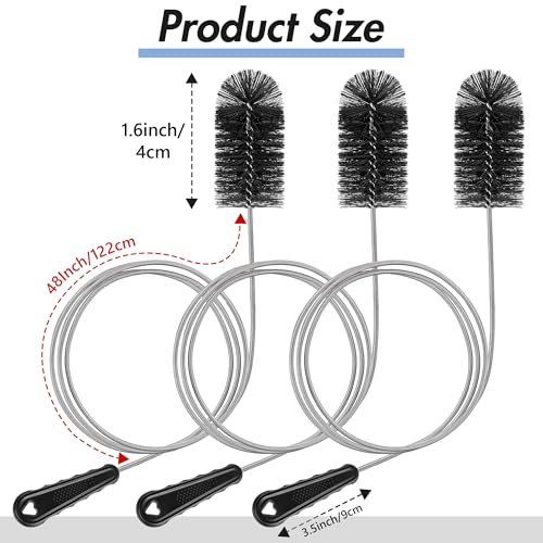 3 Pcs Condensate Trap Flexible Drain Brush, 48 Inch AC Drain Line Cleaning Brush for AC & HAVC Condensate P Trap, Black - color: Black, size: 48 Inch