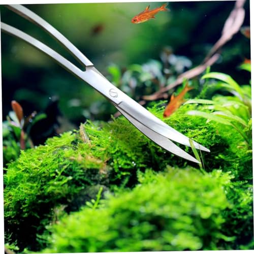 HANABASS Wave Stainless Steel Aquarium Scissor Rustproof Trimming Tool for Freshwater Plant Care Ergonomic Design for Comfortable Use for Aquascaping Low-Angle Trimming