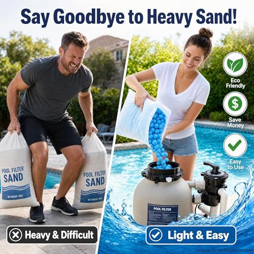 5.5 Lbs Pool Filter Balls for Sand Filter, Reusable Eco-Friendly Pool Sand Filter Balls (Equals 250 lbs Pool Filter Sand) with Wash Bag, Blue Pool Filter Media Balls for Swimming Pool - color: Blue, size: 5.5 LBS