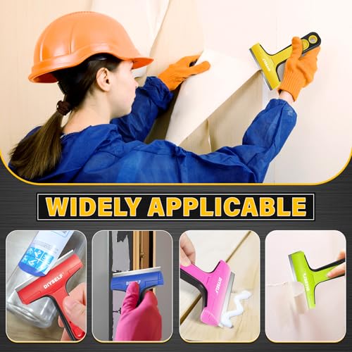 DIYSELF 1 Pack Razor Blade Scraper with 10 Extra Razor Blades, Scraper Tool, Glass Scraper for Cleaning, Glass Stove Top Scraper, Window Scraper, Paint, Cooktop, Oven Scraper, Razor Scraper Tool - color: Yellow, size: 10PCS Metal Blades