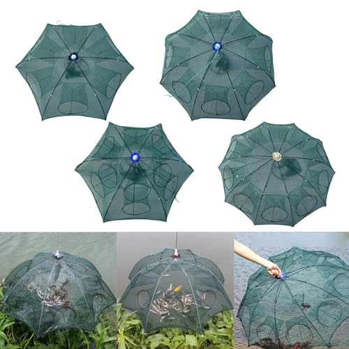 6/8/10/12 Holes Umbrella Fishing Net Cage Shrimp Fish Trap Foldable Fishing Baits Trap Crawfishes Trap Cast Net Cage - size: 8 holes