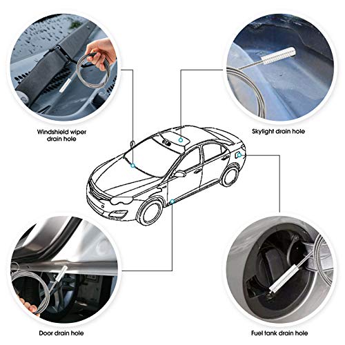 RayTour Extra-Thick Drain Brush with Stronger Spring 61-Inch Stainless Steel and Nylon Pipe Cleaner for Flexible, Curved & Slim Holes, Stronger Spring Version - style: One Head with Stronger Spring