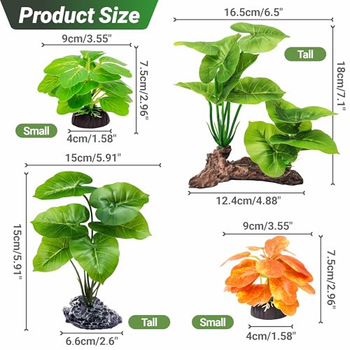GOZILLA Fish Tank Plants, Reptile Artificial Plastic Plants, Reptile Plants for Terrarium, Aquarium Decorations Resin Pedestal Ornaments for Fish Tank Accessories Set.(5PCS/A-Set) - color: 5 Pcs/ a Set