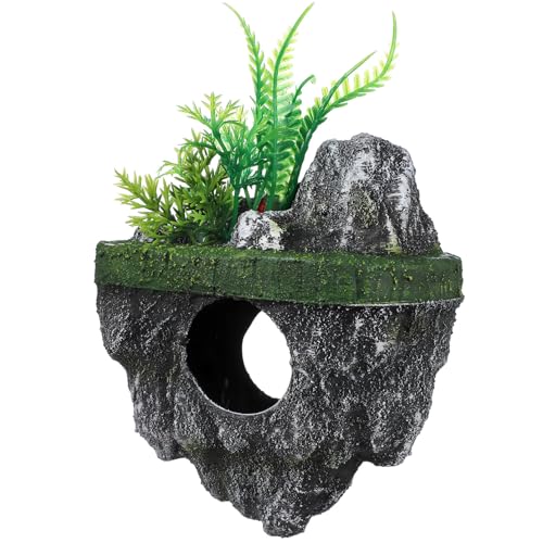 VOSAREA Floating Aquarium Lifelike Fish Hideout Rock Cave Fish Tank Fake Artificial Floating Stone Cave Shelter for Landscaping