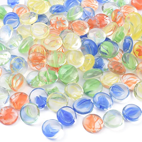 Flat Glass Marbles 1LB Mixed Color for Vase Fillers Mixed Colour Stone for Garden Decoration Craft Fish Tank (Eight Flower Color Mix) - color: Eight Flower Color Mix