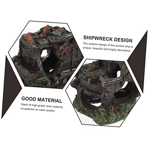 DOITOOL Creative Shipwreck Aquarium Ornament Underwater Fish Tank Decoration Vivid Resin Design for Hiding Place and Natural Habitat Enhancement