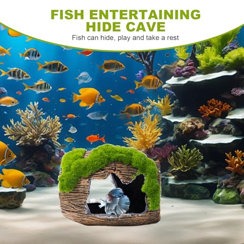 Betta Broken Barrel Decor Fish Tank Accessories, Resin Fish Hide Cave Aquarium Decoration Fish Tank Toys Hole Accessories (Large) - color: Large