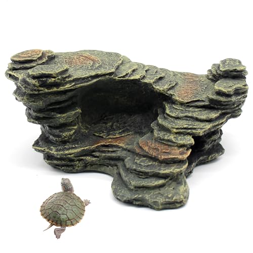 relaqcc Turtle Basking Platform Shale Scape Step Ledge, Reptile Ladder Resting Terrace Aquarium Decor, Great for Reptiles, Amphibians, Frogs, Small Turtle - style: Type-A
