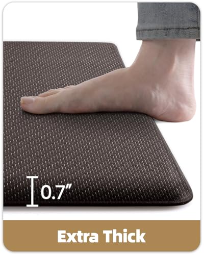 Color&Geometry 0.71" Extra Thick Anti Fatigue Cushion Kitchen Floor Mat,Easy Clean, Water & Oil Proof, Non Slip, Foam Padded Runner Rug for Front Sink,20"x 47" Brown (2.0 Version) - color: Brown, size: 47"L x 20"W x 0.7"Th