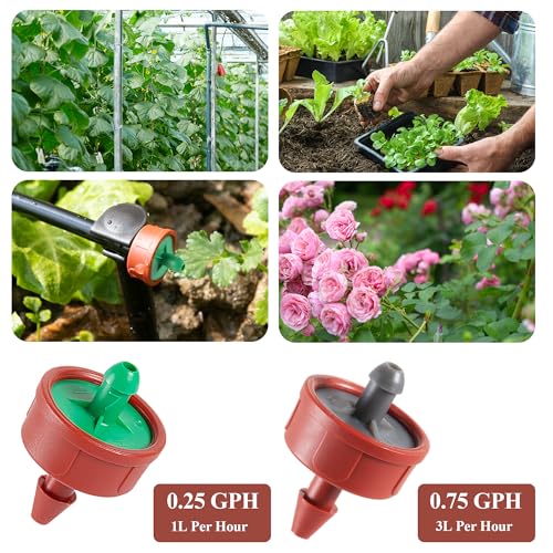 30 Pcs 0.25 GPH Pressure Compensating Irrigation Spot Drippers,Constant Flow Barb Outlet Watering Dripper Emitters Heads Parts for 1/4 Inch Watering Tubing Line for Garden Pots Plant Irrigation System - color: 0.25 GPH 30 PCS