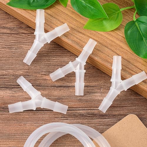 PAGOW 4 Pcs Hose Barb Fitting, 3/8" Plastic Hose Barb Tee 3 Way Y Shape Barbed Fitting for Air Line Tubing Pipe, Oxygen Tubing Pipe, Household Fuel, Gas, Water - size: 3/8" (4 Pcs)