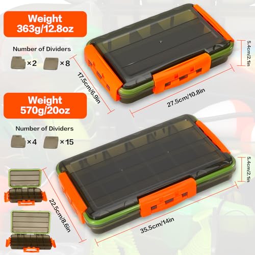 Sougayilang Fishing Tackle Boxes - 3600 3700 Plastic Storage Organizer Box with Removable Dividers - Fishing Tackle Storage - 4 Packs Transparent Tackle Trays - color: Two 3600 (Tray Size: 6.9"x10.8"x2.1")
