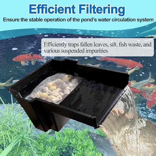 18PCS Upgraded Pond Waterfall Spillway Filter Media, 9* Pond Filter Pads + 500g Ceramic Rings+8 Bracket, Fish Filtration Durable Foam Mat for 8-Inch Waterfall Box
