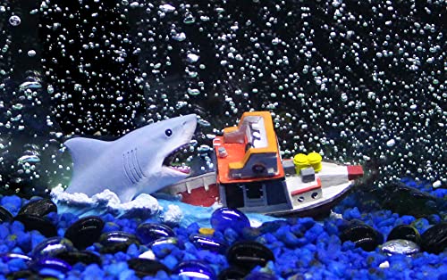 Penn-Plax Jaws Officially Licensed Aquarium Decoration – Boat Attack – Safe for Freshwater and Saltwater Fish Tanks – Small - style: Boat Attack