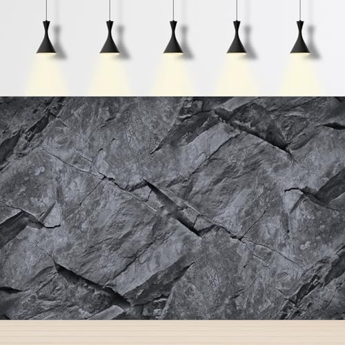 Rock Aquarium Background Underwater Black Grey Stone Fish Tank Background Black Rocky Terrarium Background Black Rock Reptile Habitat Background for Pets Wallpaper Poster Decors 24x12in - color: White Grey, size: 24(W)x12(H)inches/ 60(W)*30cm(H)