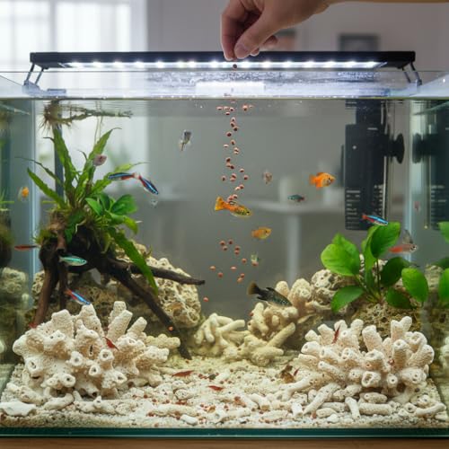 Veemoon Aquarium Coral Filter Fish Tank Natural Crushed Coral Media Substrate Bio Ceramic Aquarium Filtration Media for Freshwater Saltwater Pond Tank Reusable Filter Raise Ph with Bags (1.1lb/500g)