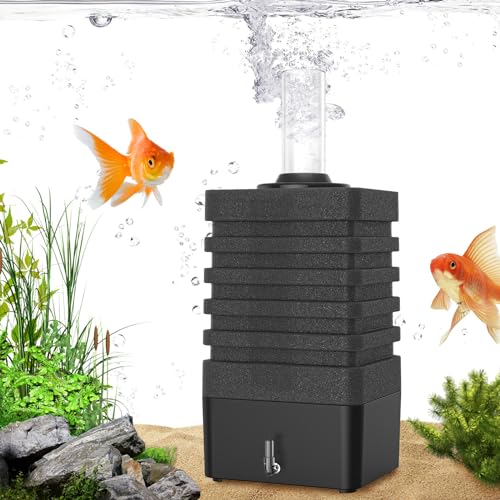 Moonorange Aquarium Bio Sponge Filter, Super-Quiet Submersible Fish Tank Foam Filter with 1 Spare Sponge, Suits Tanks Within 110 Gallon(L)