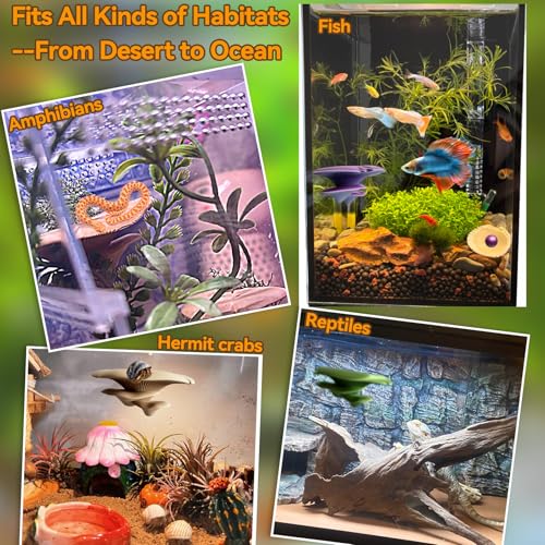 Mushroom Decor for Reptile Tank, Fish Tank, Pet-Safe Bearded Dragon Tank Accessories, Realistic Terrarium Plants for Crested Geckos, Frogs,Realistic Habitat Ornament (Desert Beige) - color: Desert Beige