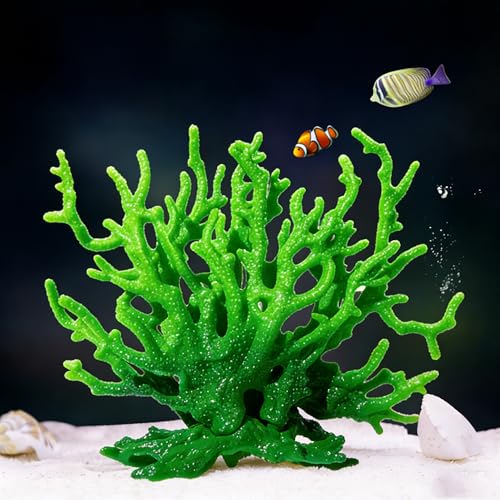 Artificial Coral Aquarium Ornament - PVC Fish Tank Decor for Aquascaping (5.9x5.12x2.17 Inch) - Green Gradient - color: Green Gradient