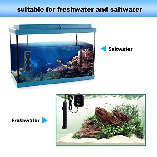 AQQA Submersible Aquarium Heater,100W/200W/300W/500W/800W/1000W/1200W Fish Tank Heater,External Temperature Controller LED Temperature Display,Suitable for Saltwater and Freshwater(800W) - size: 800W (for 80-220 gallon)