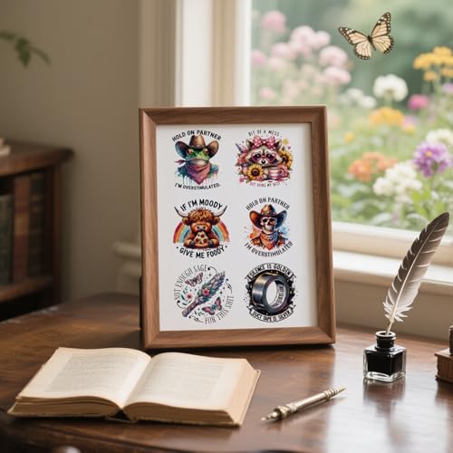 Funny UV DTF Stickers - 20 Sheets Cute Highland Cow Raccoon UV DTF Cup Wraps for 16 20 oz Glass, If I'm Moody Give Me Foody Fun Ghost Skull Butterfly Transfer Sticker Decal DIY Water Bottle Decoration - style: Funny Quotes