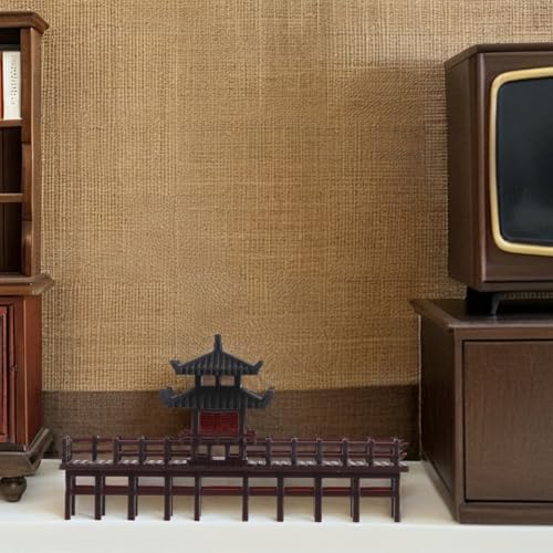 Miniature Pavilion Model Chinese Style Bridge Ornament for Aquarium and Bonsai Decor Compact Ancient Architecture Statue for Micro Landscape