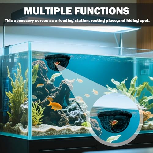 2 Pcs Betta Fish Tank Accessories, Betta Hide & Hammock, 3D Printed Aquarium Decorations, Floating Betta Resting Spot, Black