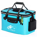 Grneric Fishing Bucket, 6Gallon/8Gallon/10Gallon Foldable Fish Bucket,Live Fish Container Multi-Functional Live Fish Bait Bucket,Outdoor Camping EVA Fishing Bag and Fish Protection Bucket - color: 23l/6gallon(blue)