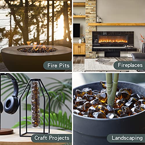 Onlyfire 1/2-Inch Polygon Fire Glass, 10 Pound Pack Glass Rock for Fireplace Fire Pit & Lanscaping, High Luster Amber - color: Amber, size: 1/2 inch
