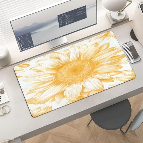 XXL Gaming Mouse Pad Sunflower Vintage Flower XXL Gaming Mouse Pad Large Desk Mat Protector for Desktop, Anti-Slip Rubber Extended Computer Keyboard Mat Writing Pad, 11.8 * 27.5 in,B-1480 - color: B-1480, size: 11.8*27.5 In