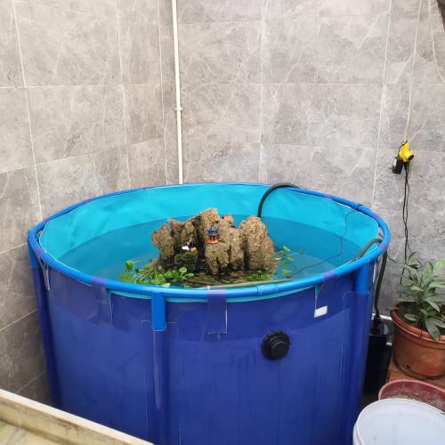 WANLIAN Pool Above Ground Canvas Fish Pond Circular Thickening Pool Belt frame Large Collapsible Outdoors Tarpaulin for koi pond Culture Agricultural Irrigation Water StorageTank4.9ftx3ft/1700L(1.5*1) - style: 1.5*1